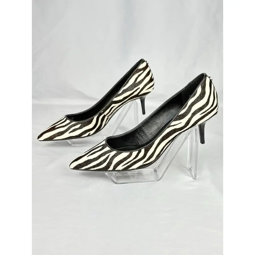 MICHAEL Michael Kors Zebra Calf Hair Kitten Heel Pumps Pointed Toe Women’s 6.5